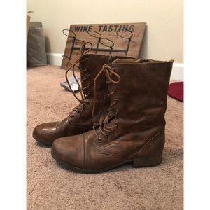 Brown lace up boots